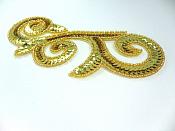 Gold Scroll Sequin Beaded Applique 6.5" F59