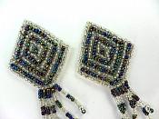 Set of Two Multicolored Beaded Dangle Appliques 2.75" F54