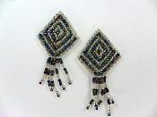 Set of Two Multicolored Beaded Dangle Appliques 2.75" F54