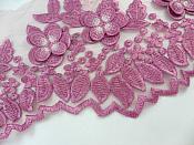 3D Embroidered Flower Pink Mauve Lace Trim 36" F75