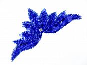 High Quality Sequin Bugle Beaded Applique Royal Blue Crystal Rhinestone Center Clothing Patch Motif 0084