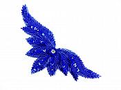 High Quality Sequin Bugle Beaded Applique Royal Blue Crystal Rhinestone Center Clothing Patch Motif 0084