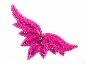 High Quality Sequin Bugle Beaded Applique Fuchsia Crystal Rhinestone Center Clothing Patch Motif 0084