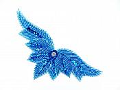 High Quality Sequin Bugle Beaded Applique Turquoise Crystal Rhinestone Center Clothing Patch Motif 0084