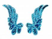 Sequin Appliques Turquoise Beaded Mirror Pair Dance Costume Patch 7" XR388X