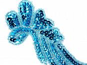 Sequin Appliques Turquoise Beaded Mirror Pair Dance Costume Patch 7" XR388X
