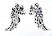 Sequin Appliques Silver Beaded Mirror Pair Dance Costume Patch 7" XR388X