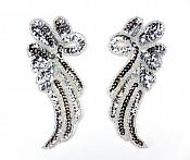 Sequin Appliques Silver Beaded Mirror Pair Dance Costume Patch 7" XR388X