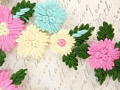 Lace Embroidered Multi-Color Designer Floral Mirror Pair Appliques 6.5" GB802