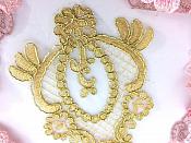Designer Applique Corded Embroidered Gold Costume Patch BL151