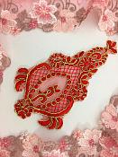 Designer Applique Corded Embroidered Red Gold Costume Patch BL151