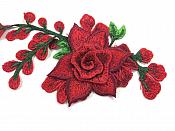 3D Embroidered Applique Red Single Floral Vine Sewing Supply Clothing Patch 9" BL160