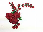 3D Embroidered Applique Red Single Floral Vine Sewing Supply Clothing Patch 9" BL160
