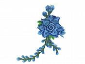 3D Embroidered Applique Blue Single Floral Vine Sewing Supply Clothing Patch 9" BL160