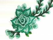 3D Embroidered Applique Green Single Floral Vine Sewing Supply Clothing Patch 9" BL160
