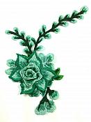 3D Embroidered Applique Green Single Floral Vine Sewing Supply Clothing Patch 9" BL160