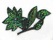 Flower Applique Peacock Sequin Beaded Patch 5.75" F41