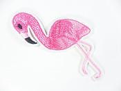 Flamingo Embroidered Applique Pink Iron On Patch 4" GB704