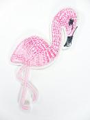 Flamingo Embroidered Applique Pink Iron On Patch 4" GB704
