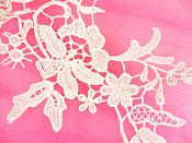 Dark Ivory Embroidered Floral Appliques Venice Lace Mirror Pairs 10" GB693X
