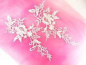Dark Ivory Embroidered Floral Appliques Venice Lace Mirror Pairs 10" GB693X