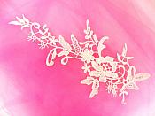 Dark Ivory Embroidered Floral Appliques Venice Lace Mirror Pairs 10" GB693X