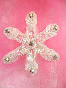 Crystal AB Rhinestone Snowflake Applique w/ Crystal AB Sequins and Beads 2.5" (XR74)