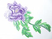 Purple Embroidered Appliques Floral Mirror Pairs 7.5" GB695X