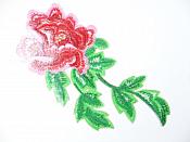 Red Pink Embroidered Appliques Floral Mirror Pairs 7.5" GB695X