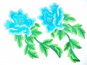 Turquoise Embroidered Appliques Floral Mirror Pairs 7.5" GB695X
