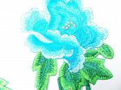 Turquoise Embroidered Appliques Floral Mirror Pairs 7.5" GB695X