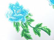 Turquoise Embroidered Appliques Floral Mirror Pairs 7.5" GB695X