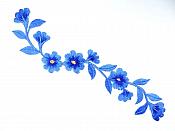 Floral Embroidered Applique Blue Dance Costume Craft Patch 9.5" GB720
