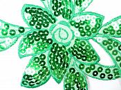 Green Flower Sequin Embroidered Floral Applique 9.5" GB58