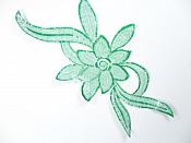 Green Flower Sequin Embroidered Floral Applique 9.5" GB58
