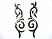 Sequin Embroidered Appliques Black Gold Designer Mirror Pair Iron on 9" (GB505X)