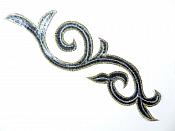 Sequin Embroidered Appliques Black Gold Designer Mirror Pair Iron on 9" (GB505X)