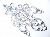 Silver Embroidered Applique Metallic Designer Scroll Motif 10" GB681