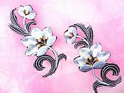 Gray Embroidered Appliques Floral Mirror Pairs 3.75" GB696X