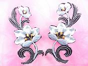 Gray Embroidered Appliques Floral Mirror Pairs 3.75" GB696X