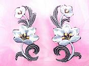 Gray Embroidered Appliques Floral Mirror Pairs 3.75" GB696X