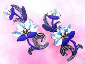 Blue Embroidered Appliques Floral Mirror Pairs 3.75" GB696X