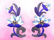 Blue Embroidered Appliques Floral Mirror Pairs 3.75" GB696X