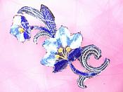 Blue Embroidered Appliques Floral Mirror Pairs 3.75" GB696X