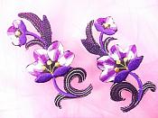 Purple Embroidered Appliques Floral Mirror Pairs 3.75" GB696X