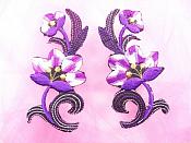 Purple Embroidered Appliques Floral Mirror Pairs 3.75" GB696X