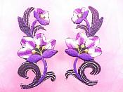 Purple Embroidered Appliques Floral Mirror Pairs 3.75" GB696X