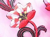 Red Pink Embroidered Appliques Floral Mirror Pairs 3.75" GB696X