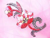 Red Pink Embroidered Appliques Floral Mirror Pairs 3.75" GB696X