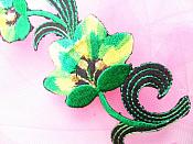 Green Embroidered Appliques Floral Mirror Pairs 3.75" GB696X